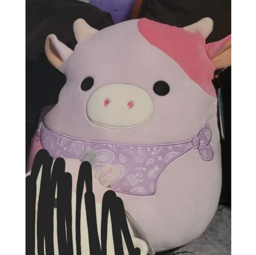 Squishmallows Pink and Purple Cow Stuffed Animal
